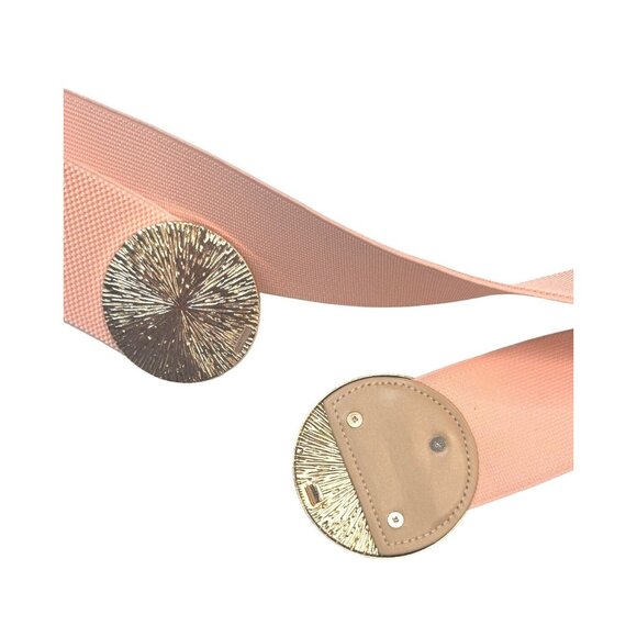 2/$30 NEW Elastic Wide Corset Pink Waist Belt Metallic Snap Buckle - Picture 7 of 12